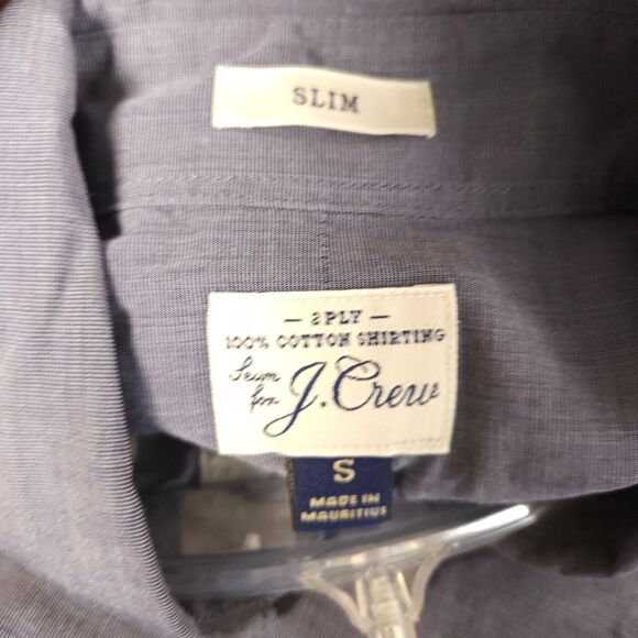 J Crew Mens Small Blueish Gray Slim Fit 2 Ply Cotton Button Down Up Shirt - Picture 3 of 7
